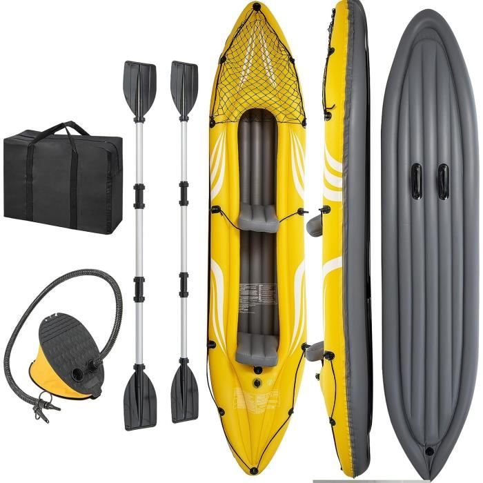 GYMAX Kayak Gonflable pour 2 Personnes avec Sièges Amovibles 357x80x38cmCharge