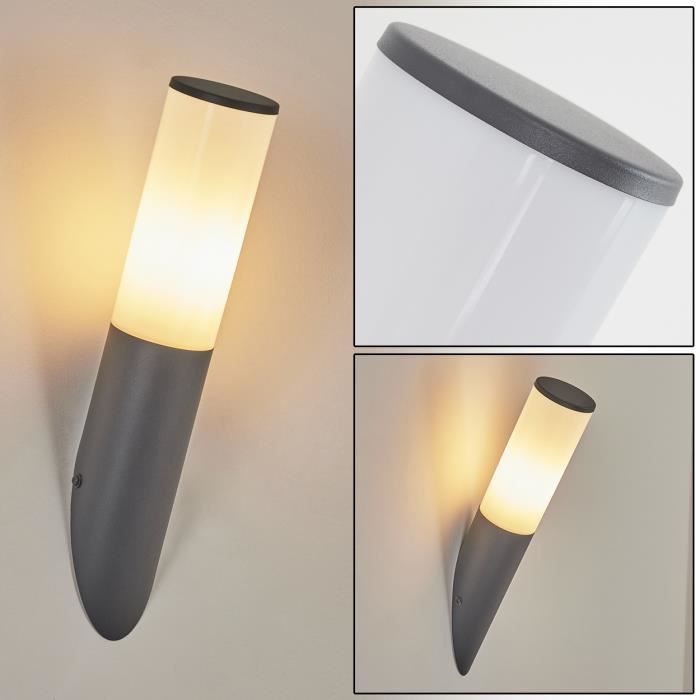 Lampe murale - HOFSTEIN - Zogno - Métal/Plastique - Anthracite/Blanc - IP44 - E27 15W Lampe murale - HOFSTEIN - Zogno - Métal/Plastique - Anthracite/Blanc - IP44 - E27 15W