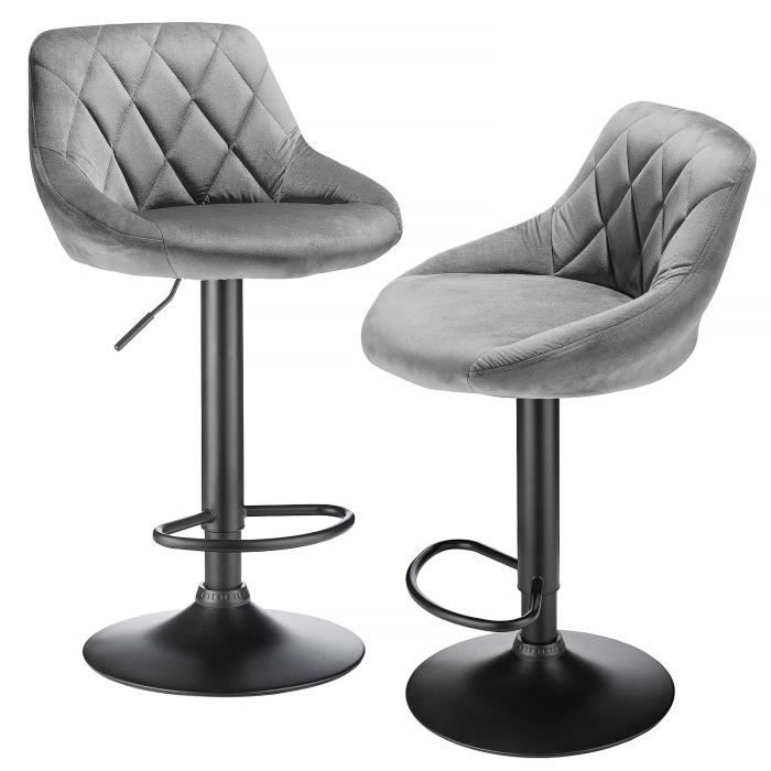 Tabourets de cuisine réglables en hauteur - HOMEWELL - Lot de 6 - Gris clair