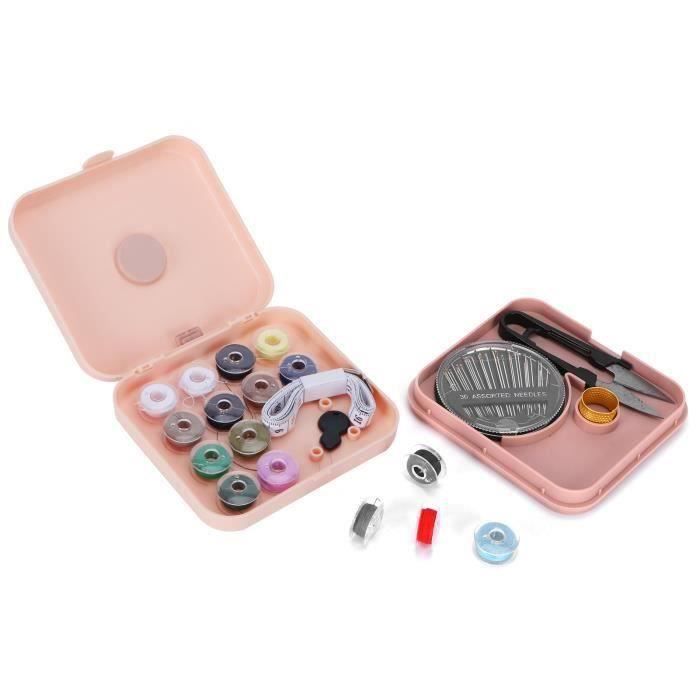Boîte à Couture Magnétique à Double Couche - Petit Kit De Voyage Avec Fils, Ciseaux, Dé, Aiguilles - Design Bleu, Pratique Et Organisé - 7