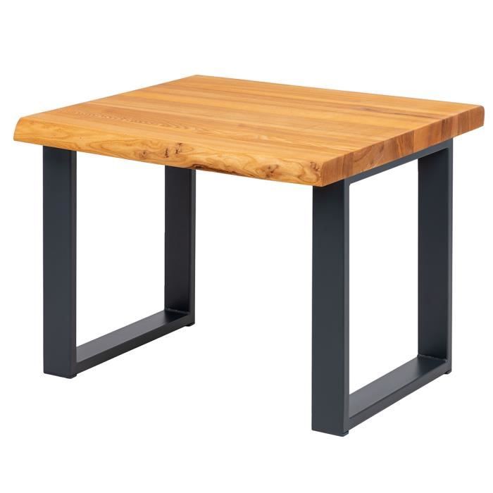 lamo manufaktur table basse en bois - industriel - salon - 60x60x47cm - frêne foncé - pieds métal gris - modèle modern