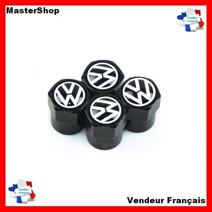 Lot de 4 bouchon de valve Volkswagen alu noir VW - Mastershop - vendeur français