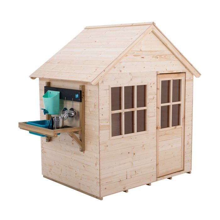 Maisonnette cabane enfant + cuisine extérieure REFUGE en bois FSC® marron