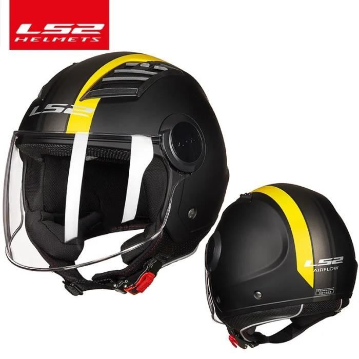 Casque Moto Demi-jet Homologué ECE 22-06 - Visière Anti-rayure, Confortable, Taille L Rouge - 7