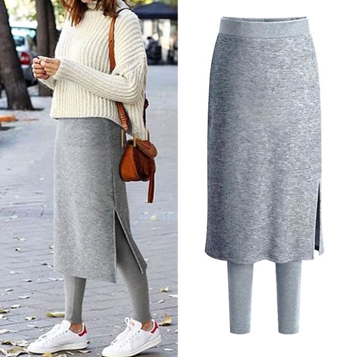 Jupe Femmes Hiver Chaud Et Velours Epaississants Splice Leggings Porter Deux Faux Culottes Zqa91010161gyxl Pocket Gris Cdiscount Pret A Porter