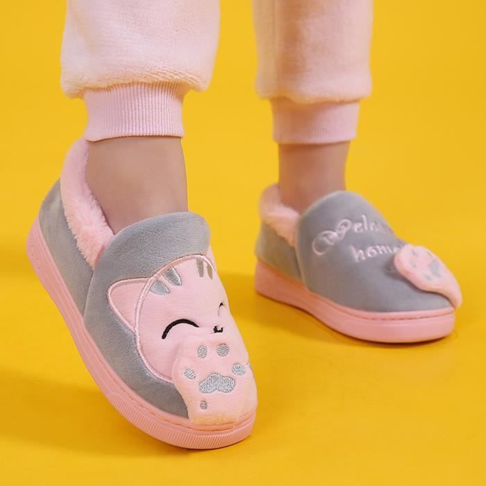 Chaussons Enfant Pantoufles Hiver Chaussures Chaudes pour La Maison en Fille Garçon Licorne Lapin