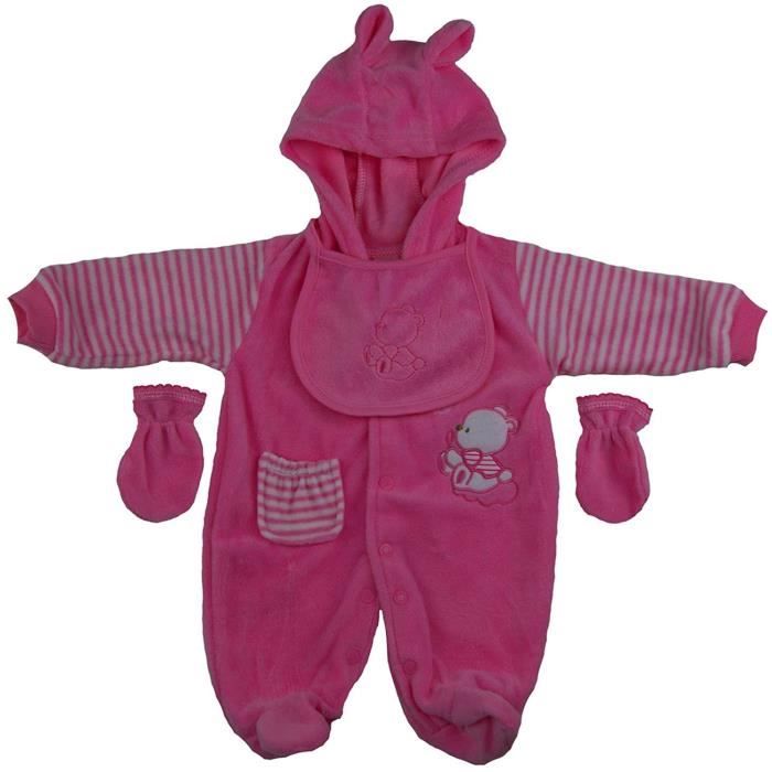 Lotmart Bebe Velours Pyjama 3 Pieces Bavoir Mitaines Pyjama Ensemble En Cerise 3 6 Mois Cerise Cdiscount Pret A Porter