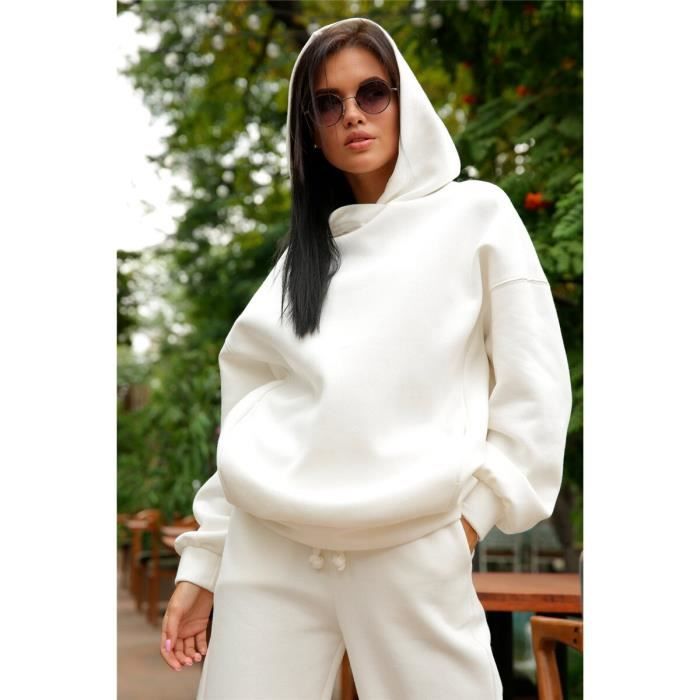 Acheter Survêtement polaire pour femmes, ensemble 2 pièces, pull à capuche  + pantalon, costume de Sport, automne hiver, sweat-shirt chaud