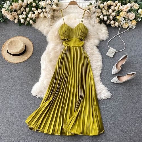 Robe Jaune ABS By Allen Schwartz – Taille 2, Bretelles Spaghetti – Occasion Très Bon état