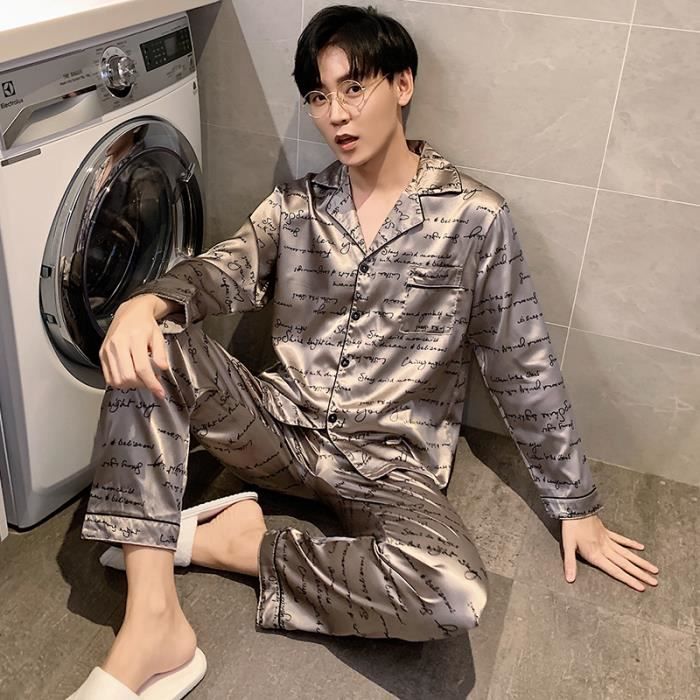 Pyjama Homme Hiver Coton Doux - Ensemble Chemise Manches Longues + Pantalon Carreaux - Confortable Et Chaud S à XXL