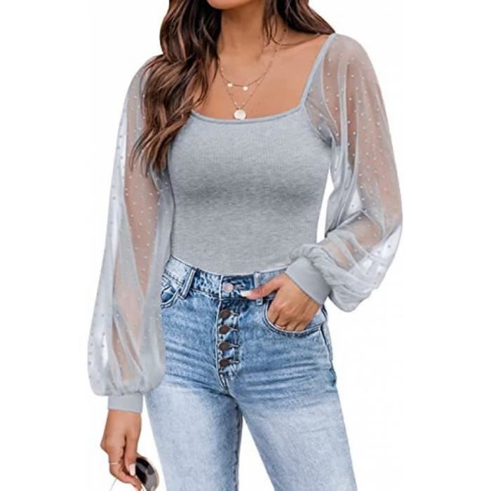 Blouse manche shop bouffante transparente