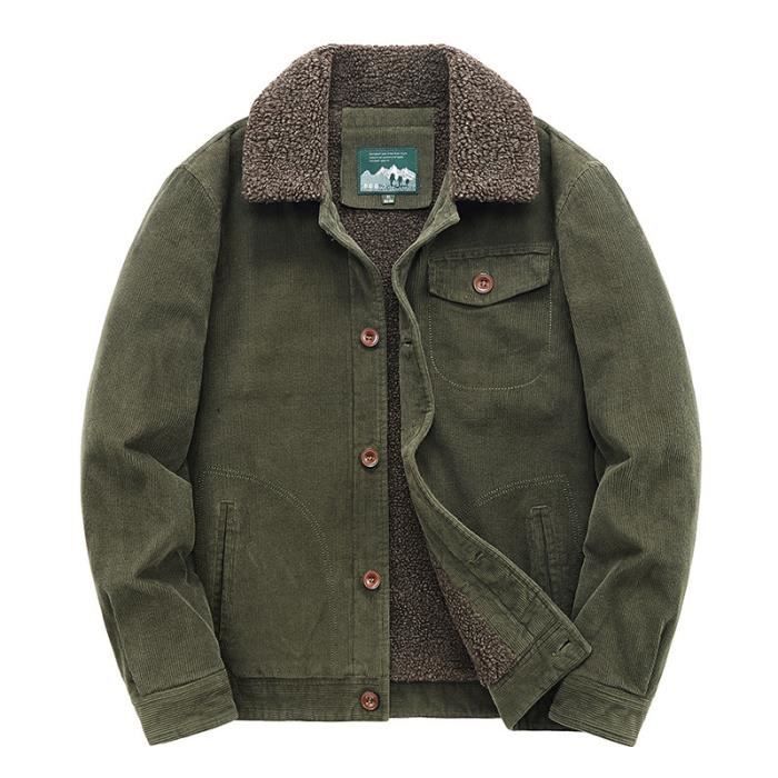 Veste Homme Hiver Chaud en Velours Cotele epais Decontracte Vintage Vert Vert Cdiscount Pret a Porter