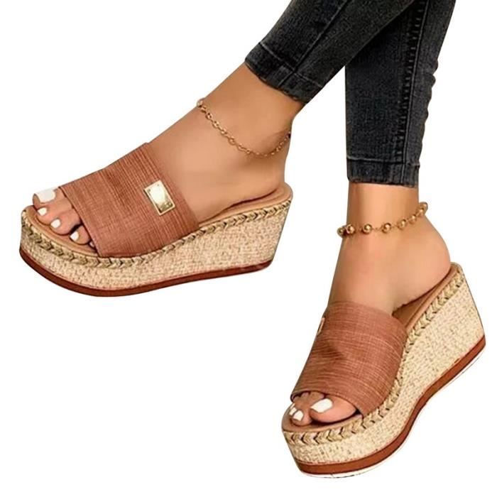 Sandales Compensées Femme Allence 2024 - Plateforme Avec Nœud Daim - Mules Chunky Style Élégant