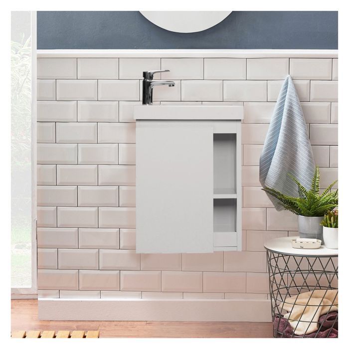 Meuble lave-mains blanc vasque blanche HAMPTON
