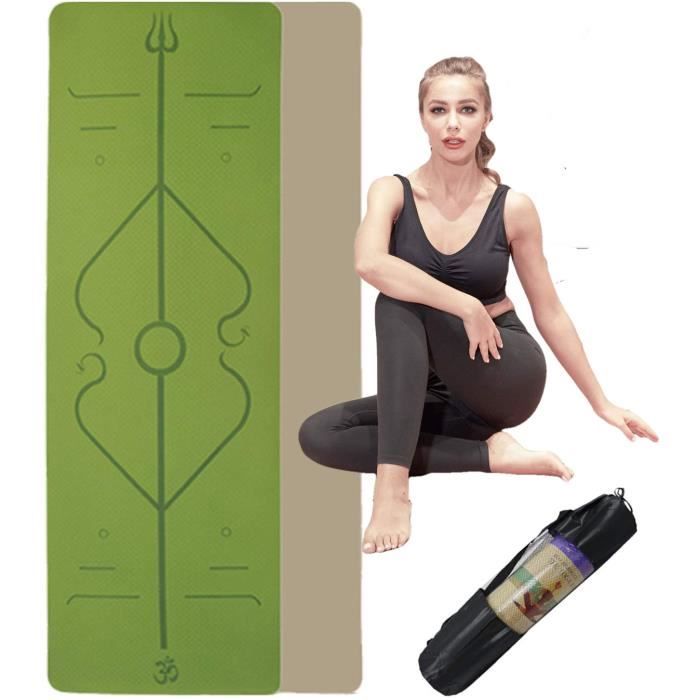 Tapis de Yoga,avec Lignes d'alignement du Corps,en TPE Matériaux,  Antidérapant et Durable - Vert - Y77 - Cdiscount Sport