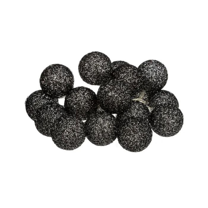 Guirlande Led 16 Mini Boules 240cm Noir Pailleté