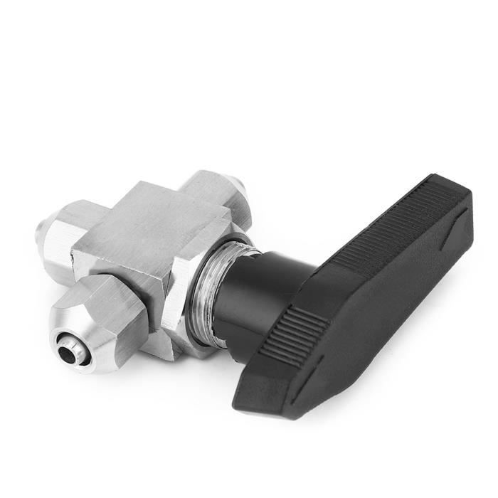 Vanne à Boisseau Sphérique 3 Voies DN15 1/2" Acier Inoxydable SUS304 - Robinet T Pour Eau, Huile, Gaz