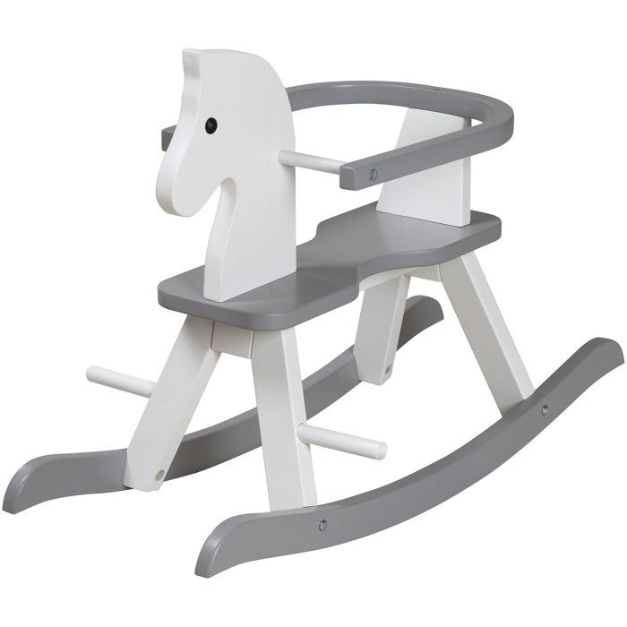 Cheval à bascule en bois - ROBA - Arceau de protection amovible - Blanc laqué