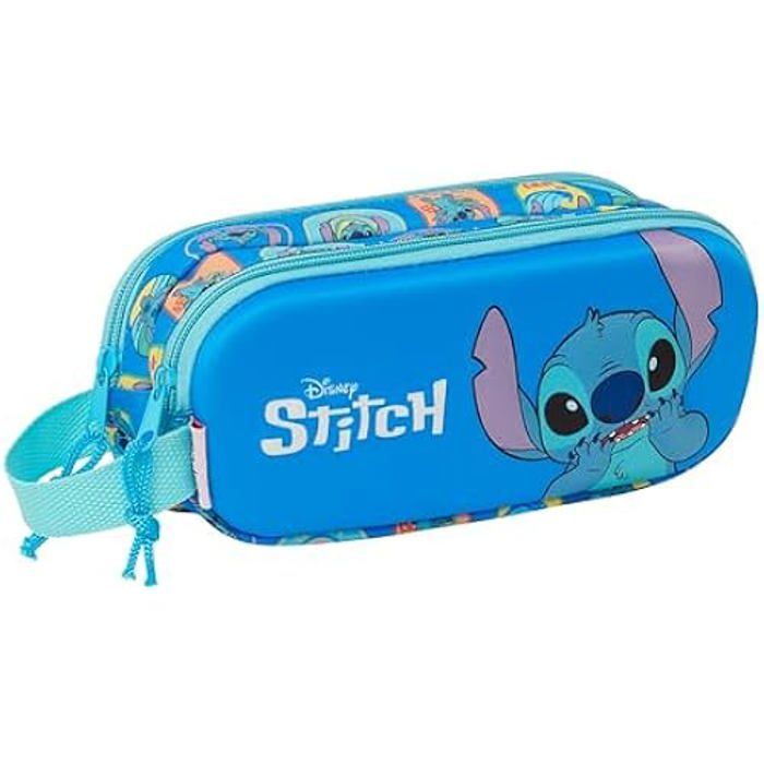 safta Mickey Mouse 3D Trousse Double 3D, Trousse pour Enfant, idéale pour Les Enfants d'âge Scolaire, Confortable et Polyvalente, qualité et résistance, 21 x 6 x 8 cm, Couleur Bleue, Bleu, Estándar
