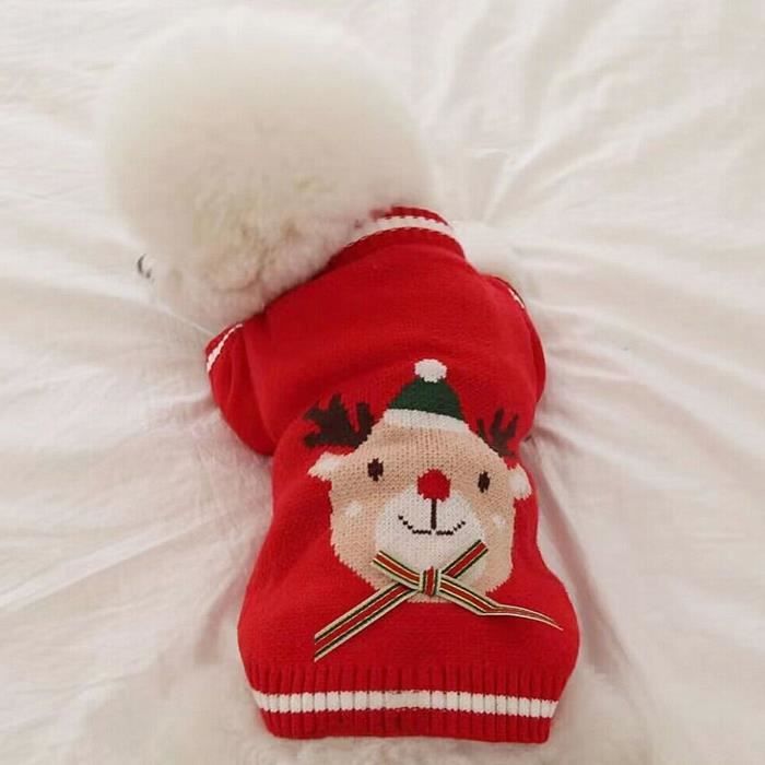Comparer les prix de Pull de Noël pour chien - SALALIS - Rouge - Doux et chaud - Design élégant - Taille M