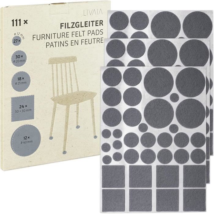 Lot De 48 Patins En Feutre Autocollants Pour Pieds De Chaise, Parquet