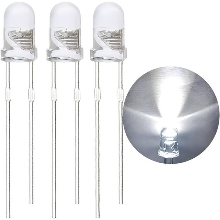(Blanc Chaud 60 Degrés) 120Pcs 3Mm Bi-Pin Led Diode Électroluminescente ...