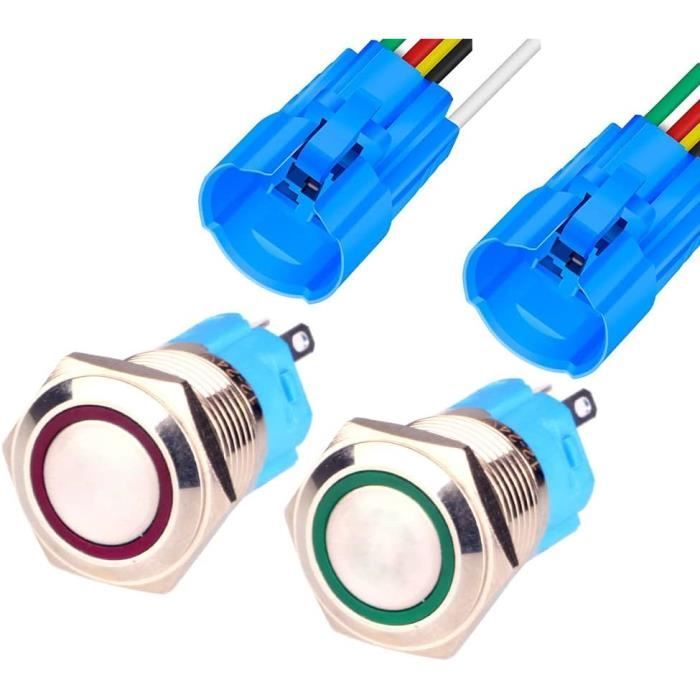 2Pcs 16Mm Bouton Poussoir Momentané En Acier Inoxydable,Anneau De ...