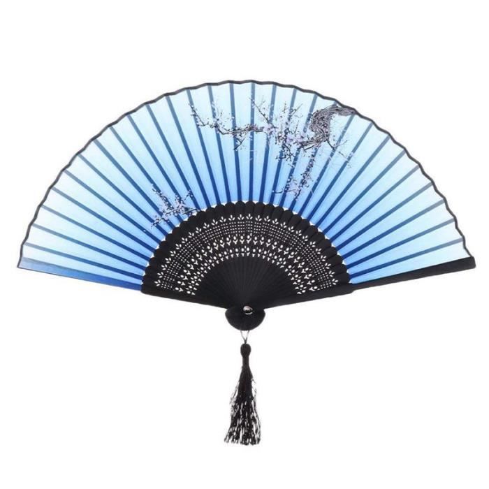 Noir Eventail Rond Motif de Sakura Fleur Eventail de Poche Cadeau D/écoration