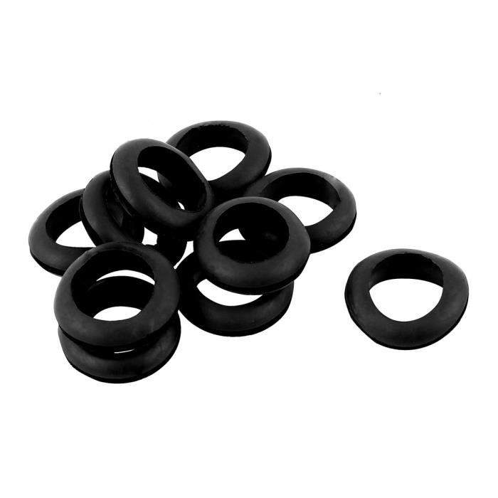 sourcing map 20 Pièces en caoutchouc noir aveugle trou Obturateur fermé Câble fil passe-fils joint 30mm 