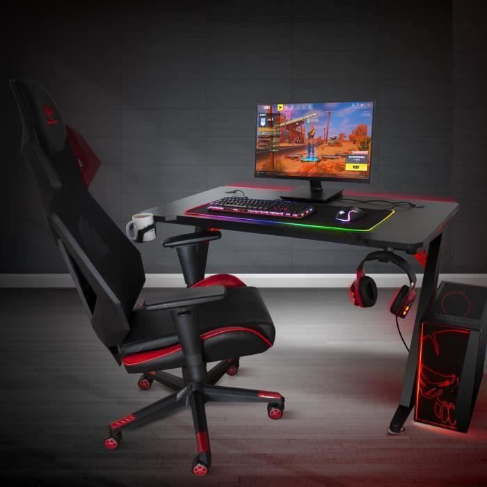 Bureau PC Gaming Ergonomique Spirit Of Gamer HEADQUARTER-300 LED RGB Bois  Massif Effet Carbone - Cdiscount Maison