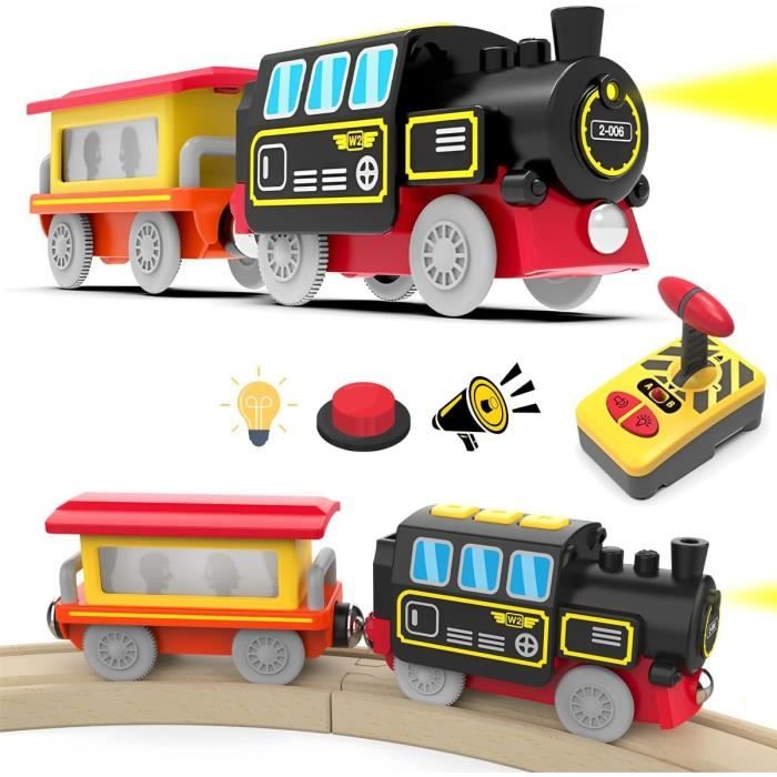 LiRiQi Train de locomotives à Piles, Train en Bois, Jouets Magnétique