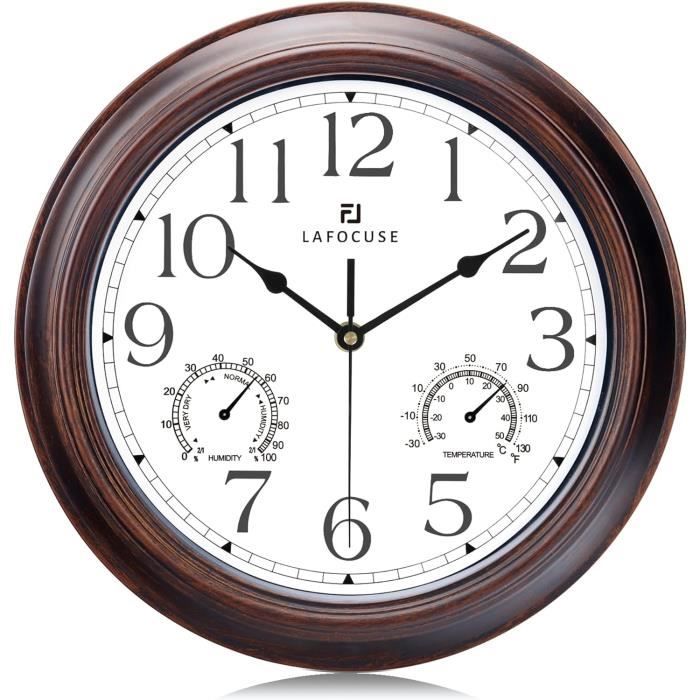 Horloge Murale Silencieuse Ronde Bleue Avec Thermomètre Et Hygromètre