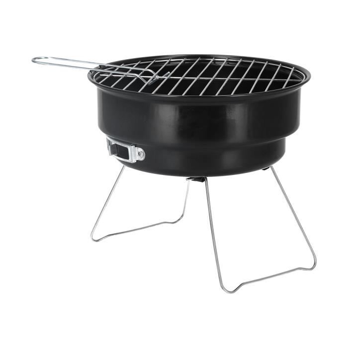 Tbest Poêle pour barbecue Mini ensemble de gril de barbecue rond gril de charbon de bois de fer portatif pour le camping de