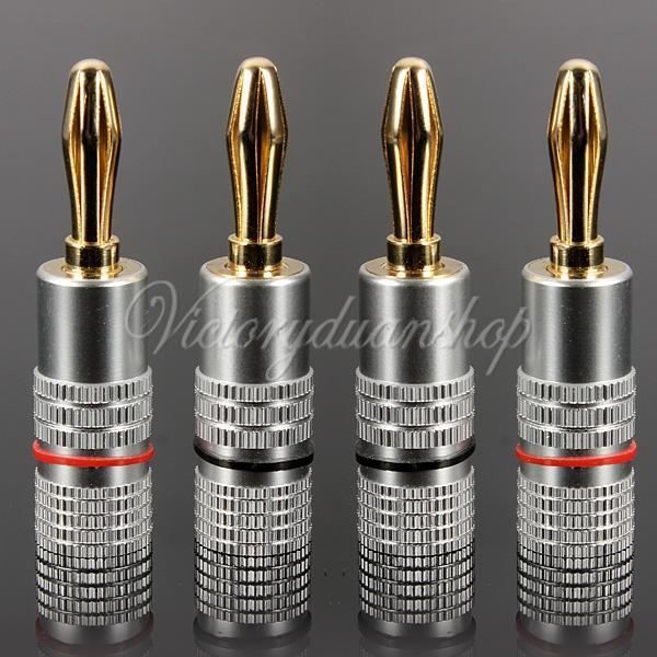 Fiches Banane 4mm KEESIN - Lot De 25 - Plaqué Or - Connecteur Haut-Parleur