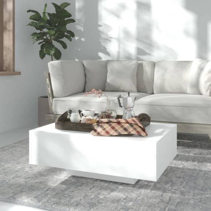 Truvito Table Basse en Aggloméré 85x55x31 cm Table de Salon Basse pour Chambre Bureau blanc