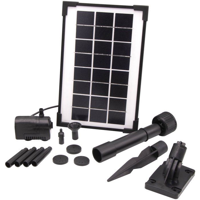 Pompe fontaine UBBINK SolarMax 250 Débit 200 /h Panneau solaire 6V 160mA Jets volcan & cloche