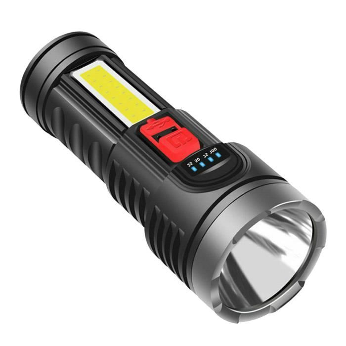 Lampe Torche LED Ultra Puissante Rechargeable USB - Portative - Aluminium - Noire - Neuf