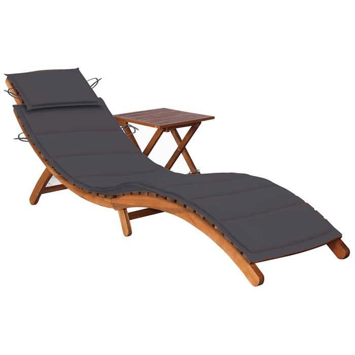 vidaXL Chaise Longue de Jardin avec Table et Coussin Transat de Patio Bain de Soleil dExtérieur Chaise Longue de Terrasse 3061587