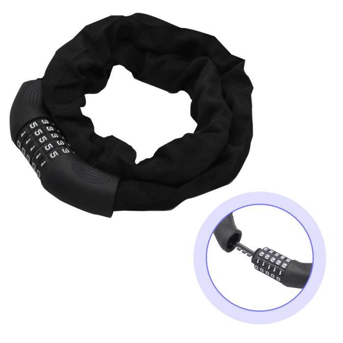 AMZLOCK Cadenas à Code 4 Chiffres Pour Trottinette, Vélo, Scooter - Chaîne Acier 8mm, 80cm - Antivol Sécurisé