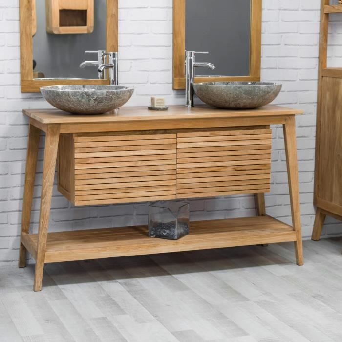 Meuble de rangement pour salle de bain en bois de chêne ou de teck
