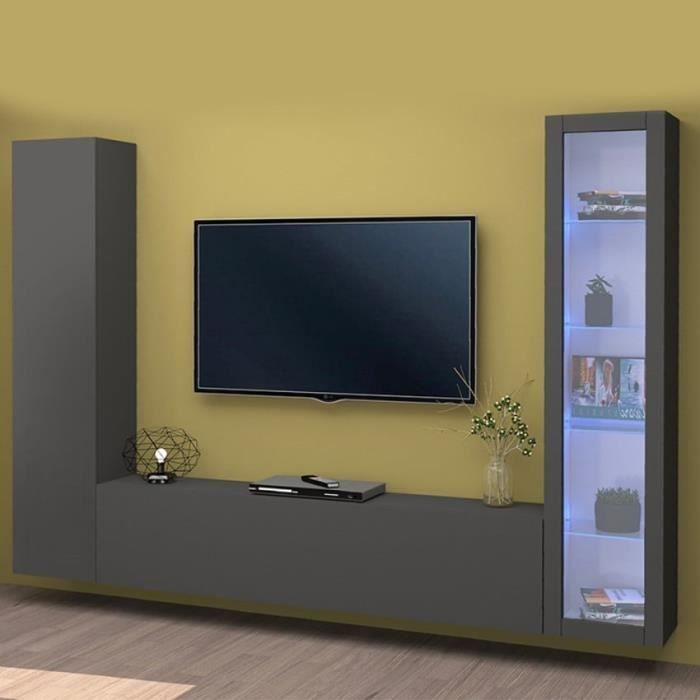 Vitrine Moderne En Verre Avec Éclairage LED – 3 Étagères Trempées ESG, 125 X 42 X 36 Cm, Noir Élégant – Parfaite Pour Collections, Vins & Déco Salon