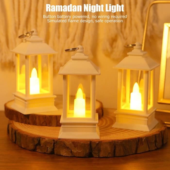lampe de cheminée décorative ramadan, lampe à vent transparente décorative en forme de maison, décoration de fête, 6 paq yp014