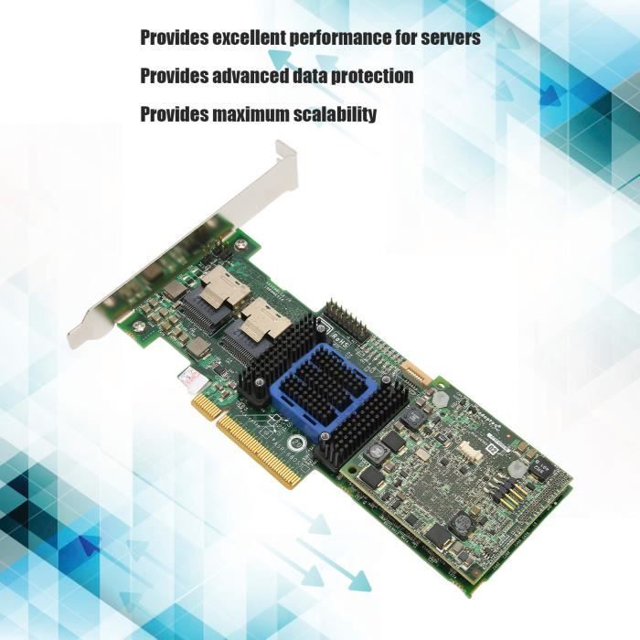 Carte Réseau RAID ASHATA M5015 (LSI 9260-8i) - Contrôleur PCIe X8, Cache 512 Mo, Support SAS/SATA 3G/6G - 11