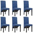 [Style Campagne] 73465 Lot de 6 Chaises à dîner - Chaise à dîner - Chaise de salle à manger - Bleu - Tissu-1