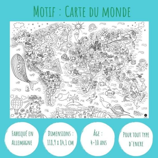 Nappe En Papier à Colorier Motif Automne - XXL 119x84 Cm - Activité Créative Pour Enfants Avec Jeux Et énigmes