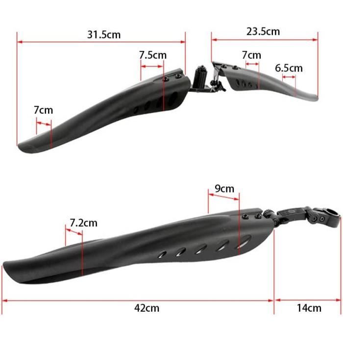 Harilla Ensemble Garde-boue Vélo 26 Pouces – Avant 61,5 Cm, Arrière 73,5 Cm, Polypropylène, Support Métal, Montage Vissé