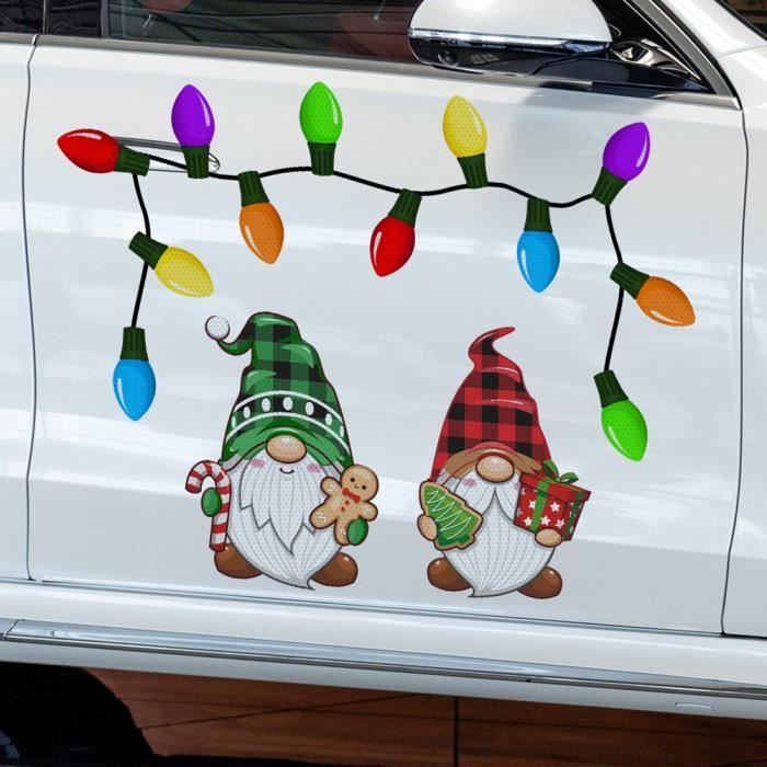 Stickers autocollants magnétique de Noël-Aimants pour  réfrigérateur-décoration de noël-2 Père Noël+Ampoule