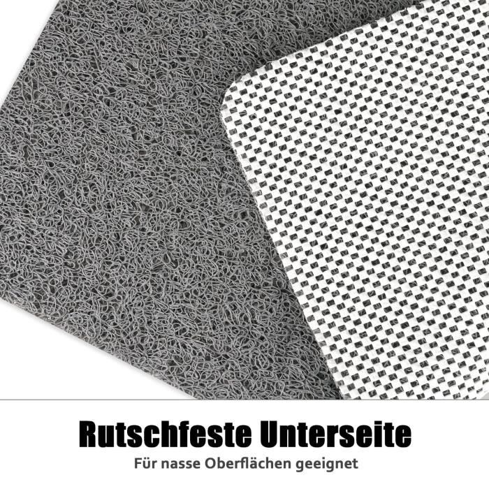 Tapis De Douche Antidérapant 120x80cm - TPE Avec Ventouses, Trous Drainage, Lavable (Gris)