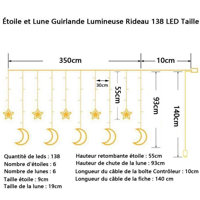 Guirlande Lumineuse Solaire, 5 M, 20 LED, 8 Modes, étanche, Pour Jardin Terrasse Ramadan Noel Lumiere Blanche Chaude 96544712