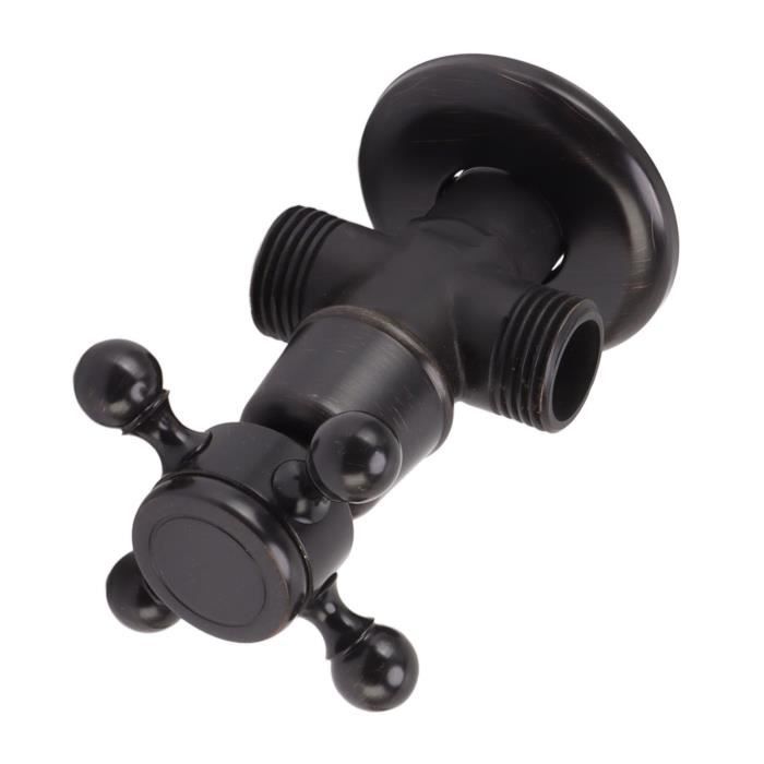 Vanne for robinet de salle de bain, vanne d'arrêt d'évier de salle de bain 1/2, vanne d'arrêt d'angle en laiton, robinet de salle de bain, vanne d'eau de toilette, for toilette, noir A (Color : Black